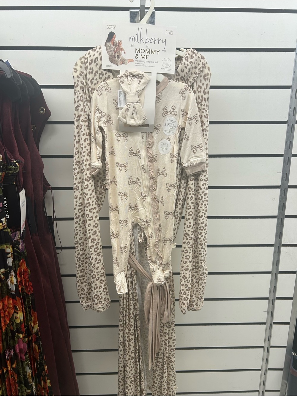 Milkberry Mommy & Me Cream Leopard Print Kids Pajamas Set new